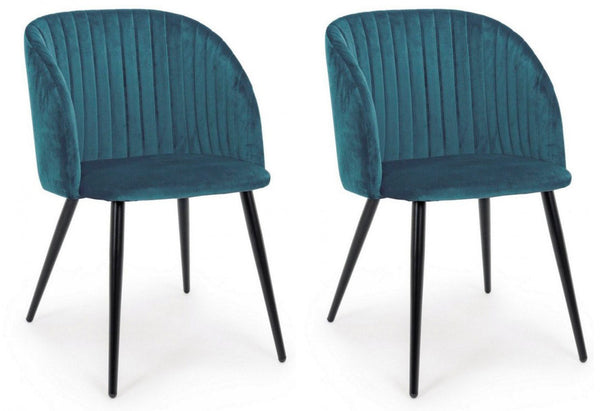 Set 2 Sedie 53x57x81,5h cm Queen Velvet Blu online