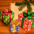 Set 3 Pacchi Regalo Natalizi Luminosi 25-20-15 cm con LED Bianco Caldo e USB Multicolore      