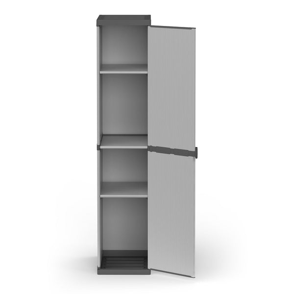 Outdoor-Kleiderschrank 34 x 39,5 x 168 cm, 1 Tür, 4 Regale aus grauem Harz prezzo