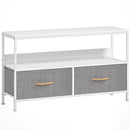 Mobile Porta TV da 47" 98x29x56 cm con Cassetti Pieghevoli in Tessuto e Mensola in Metallo e MDF Bianco      