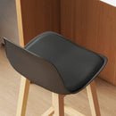 Set 2 Sgabelli da Bar 39x41x96 cm Gambe in Legno e Cuscino in Similpelle Nero