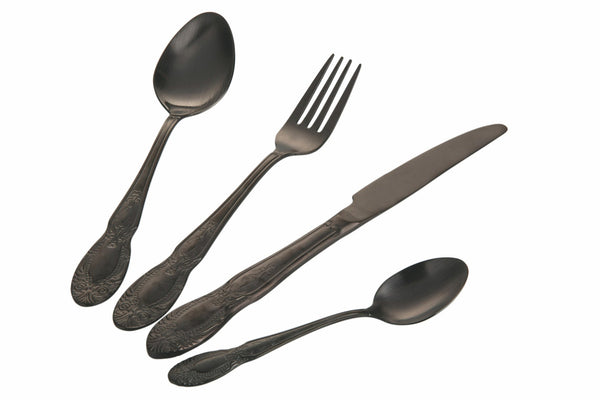 Service Besteckset 24-teilig aus schwarzem Satinstahl Villa d'Este Home Tivoli Wonderland sconto