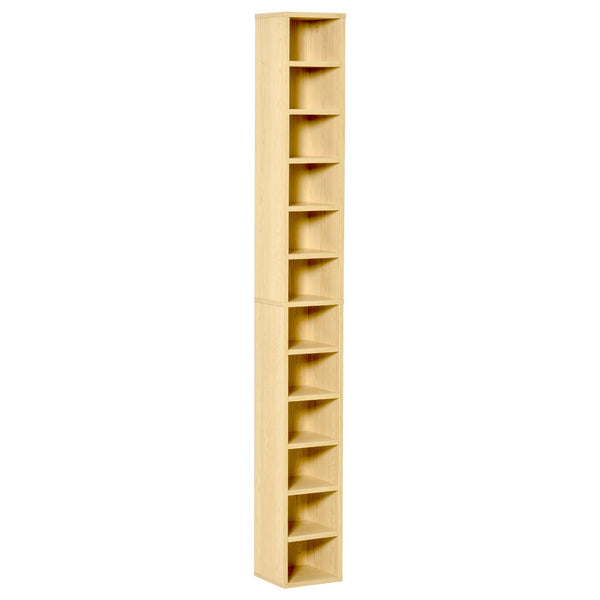 Mobile Libreria Porta CD a 12 Ripiani per 204 CD 21x20x175 cm in MDF e Truciolato Naturale prezzo