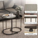 Set 2 Tavolini da Salotto Impilabili in Stile Industriale Ø42x54 cm e Ø36,5x48,5 cm in Legno e Metallo Grigio e Nero      