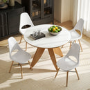 Set 2 Sedie da Pranzo in Stile Nordico con Schienale Curvato in Plastica e Legno Bianco 
