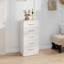 Cassettiera 5 Cassetti 40x35x85 cm dallo Stile Moderno in Truciolato Bianco      