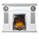 Camino Elettrico da Pavimento 105x120x33 cm Effetto Fiamma 2000W Prometeo & Galileo Silver Bianco/nero