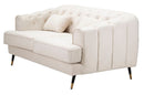 Divanetto 2 Posti Praga 146x71x86 cm in Poliestere Crema/Oro