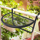 Tavolino Sospeso da Balcone Regolabile in Ferro Nero 60x45x50 cm 