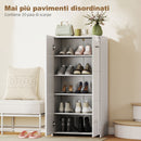 Scarpiera da Ingresso 55x36x108 cm Moderna con 5 Ripiani Regolabili in Legno Bianco Lucido      
