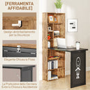 Scrivania Moderna Pieghevole 98x51x153 cm con Libreria e Lavagna in Legno e Metallo Marrone Rustico      