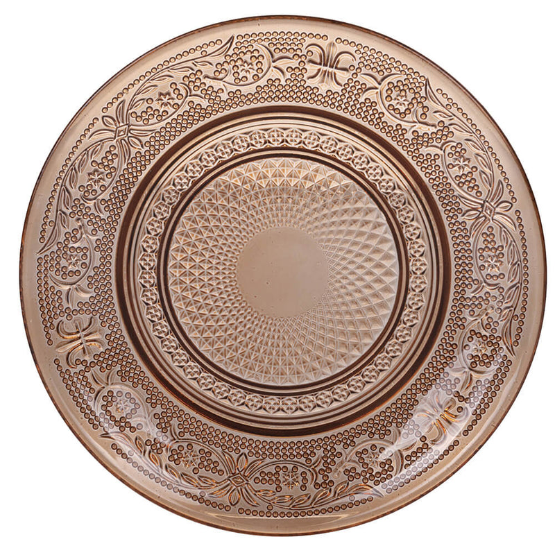 Set 6 Piatti Pane Ø15 cm  in Vetro VdE Tivoli 1996 Imperial Ecrù Ambra e Fumè