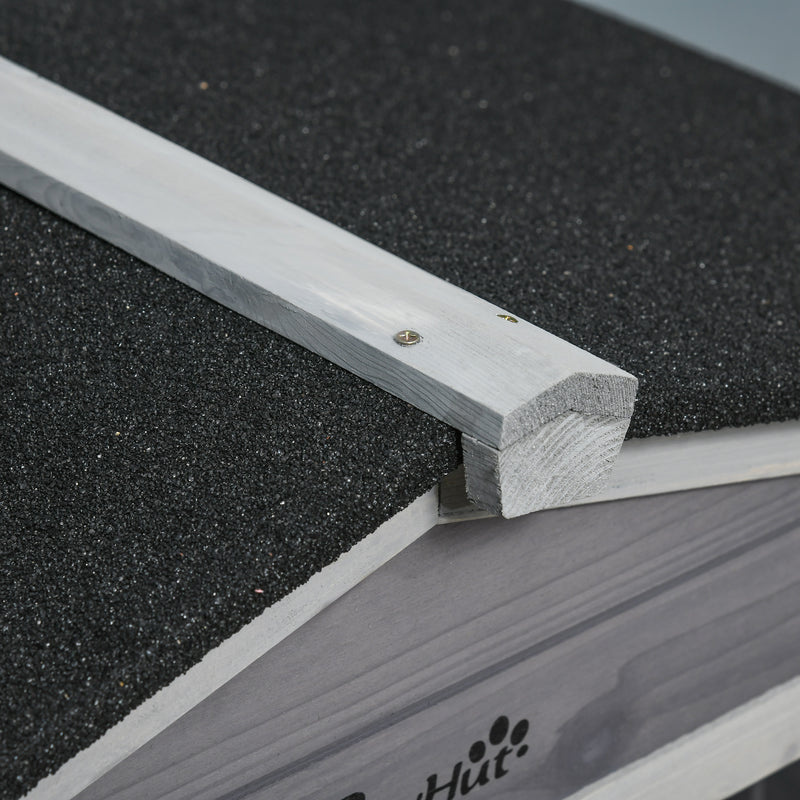 Conigliera da Esterno 157,4x53x99,5 cm a 2 Livelli con Casetta e Spazio Aperto Recintato in Legno Grigio 