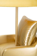 Lampada da Comodino Midcentury Gialla Ø26x46 cm in Resina e Ferro e Tessuto Oro      