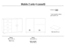 Madia 2 Ante 4 Cassetti 116x86x41 cm Olmo Chiaro/Bianco Fiammato