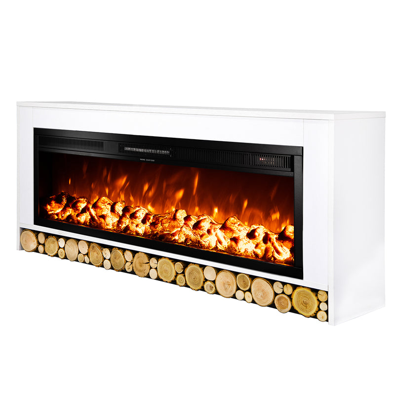 Camino Elettrico da Pavimento 63x150x30 cm Effetto Fiamma 1500W Rio & Tanzania Bianco