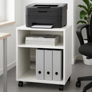 Mobile Ufficio Multiuso Porta Stampante 40x35x60cm con Ruote in Nobilitato Bianco      