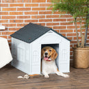 Casetta per Cani da Esterno 65x75,7x63 cm con Tetto Inclinato in PP Impermeabile Grigio  