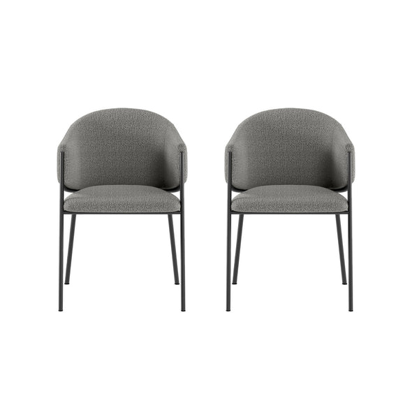 online Set 2 Sedie Medea 53x60x78 cm in Tessuto Easy-Clean Bouclé Grigio