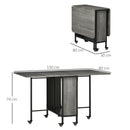 Tavolo Salvaspazio Pieghevole a 2 Ribalte per 6 Persone 130x80x74 cm Grigio 