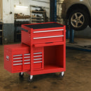 Cassetta Carrello 68x33x108 cm Portautensili con Mobiletto Staccabile 2in1 in Acciaio SPCC Laminato Rosso      