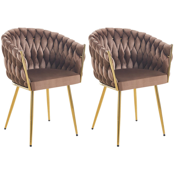 Set 2 Sedie per Sala da Pranzo e Ufficio in Velluto Marrone Sedia Ergonomica prezzo