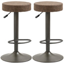 Set 2 Sgabelli Bar 35x36x64-85 cm con Poggiapiedi in Similpelle Marrone