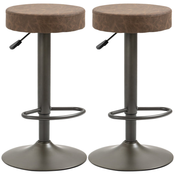 sconto Set mit 2 Barhockern 35 x 36 x 64-85 cm mit Fußstütze aus braunem Kunstleder