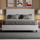Letto Matrimoniale con Testata e Alzata Comoda Imbottito in Similpelle Focus Bianco Varie Misure