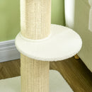 Tiragraffi per Gatti 45x45x91 cm con Lettino Rivestimento Peluche e Palo in Sisal Crema      