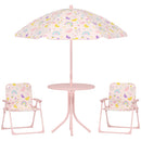 Set da Giardino per Bambini 2-5 Anni con Tavolino 2 Sedie e un Ombrellone Rosa    