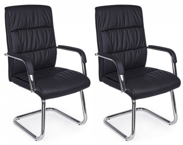 acquista Set 2 Sedie Poltrone Attesa 58x60,5x101,5h cm da Ufficio Sydney Nero