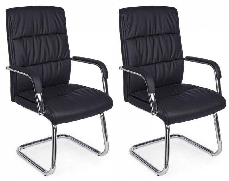 Set 2 Sedie Poltrone Attesa 58x60,5x101,5h cm da Ufficio Sydney Nero 