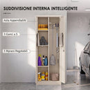 Armadio Porta Attrezzi 60x40x165 cm con Serratura Ante e Ripiani Regolabili Capacità 80 kg in Acciaio Crema      
