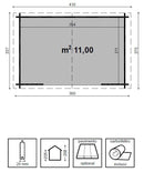 Casetta da Giardino Porta Doppia e Finestra 380x337 cm in Legno Dorothy