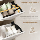 Scarpiera Salvaspazio Slim 62.5x26x156 cm a 4 Cassetti per 20 Paia di Scarpe color Legno e Bianco      