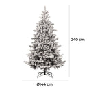 Albero di Natale Artificiale Floccato Effetto Realistico Innevato 240 cm 1336 Rami Montaggio a Ombrello Effetto Neve