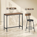 Set Tavolo da Bar Salvaspazio 100x40x90,5 cm in MDF e 2 Sgabelli in Finta Pelle Marrone Rustico      