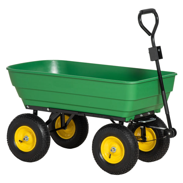 Carrello da Giardino Ribaltabile 4 Ruote 118x58x102 cm 125 Litri Verde online