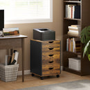 Cassettiera da Ufficio 40x40x67 cm a 5 Cassetti con Ruote Girevoli e Freni in Legno Marrone      