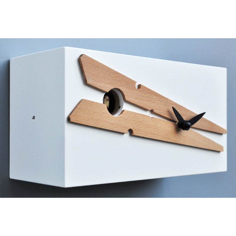 Orologio a Cucù da Parete e Appoggio 25X13X10Cm Pirondini Italia Molla Bianco