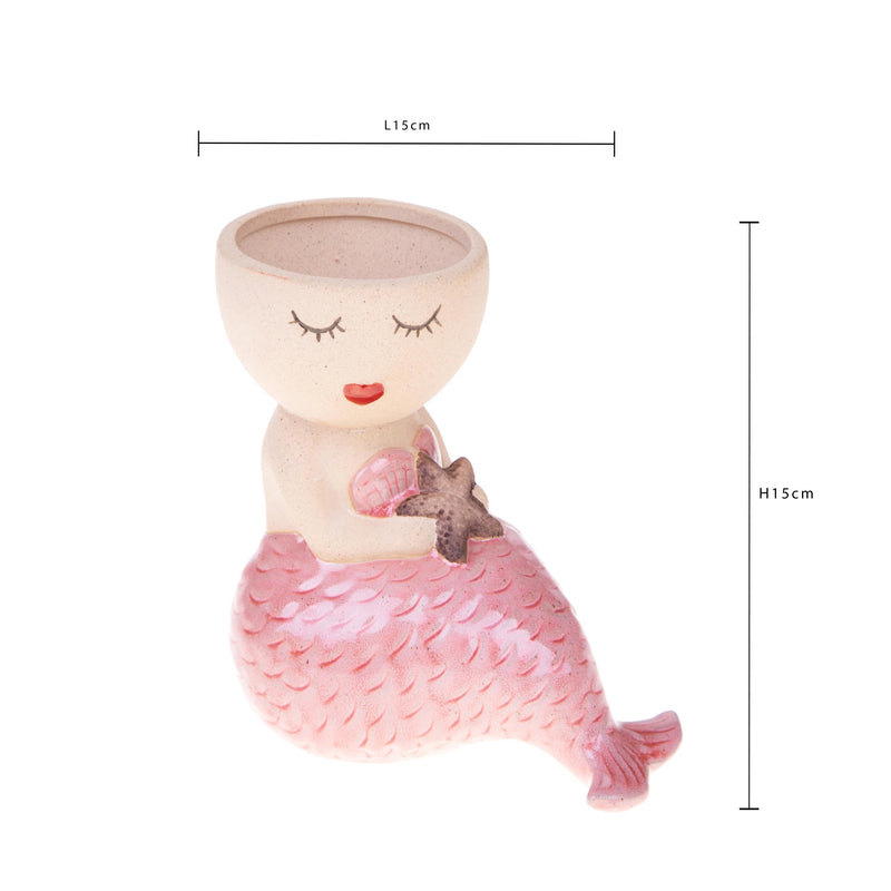 Set 2 Vasi Sirena Seduta 15 H 15 cm Rosa