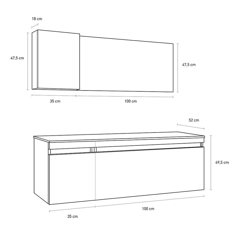 Mobile da Bagno sospeso Bali 01C Twist Bianco TFT