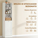 Mobile Bagno Alto 40x30x170 cm con Mobile a Ribalta e Mensole in Pannello Truciolare Bianco      