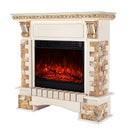 Camino Elettrico da Pavimento 118,1x123x40,3 cm Effetto Fiamma 1950W Topaz maxi & Mirabella Avorio