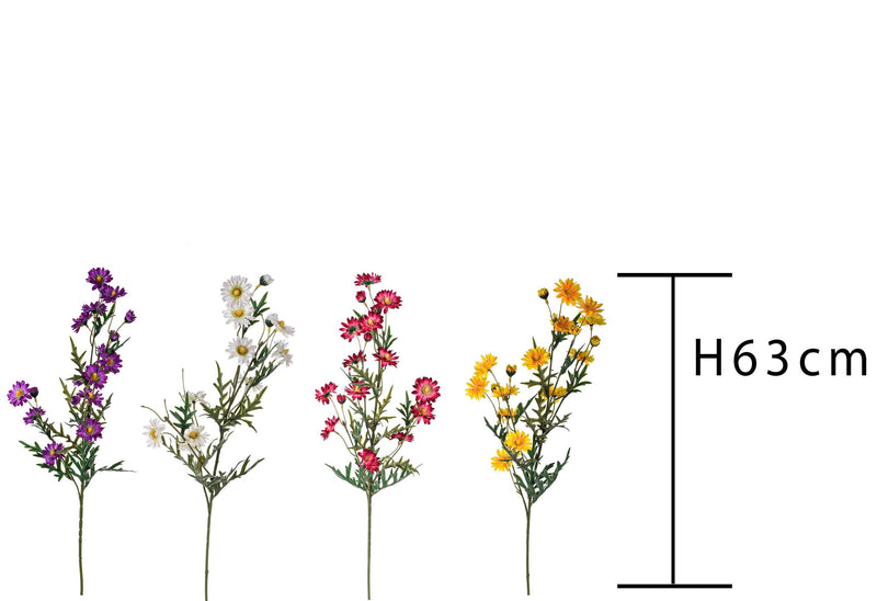 Set 6 Mazzetto di San Carlino Artificiali Composto da 18 Fiori Altezza 63 cm Multicolore