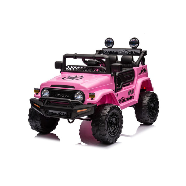 sconto Macchina Elettrica per Bambini Fuoristrada Toyota Fj Cruiser 12V Telecomando Ruote in Gomma e Sedile in Pelle Rosa