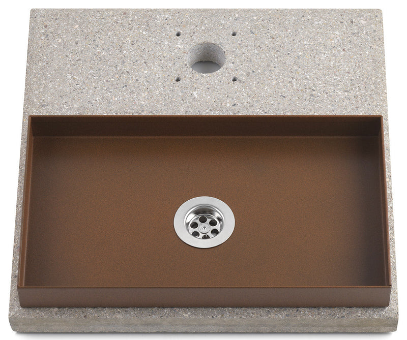 Base con Vaschetta per Fontane con Ghiera Piccola 40x40x5 cm in Cemento Belfer 42/BSE/6 Ruggine
