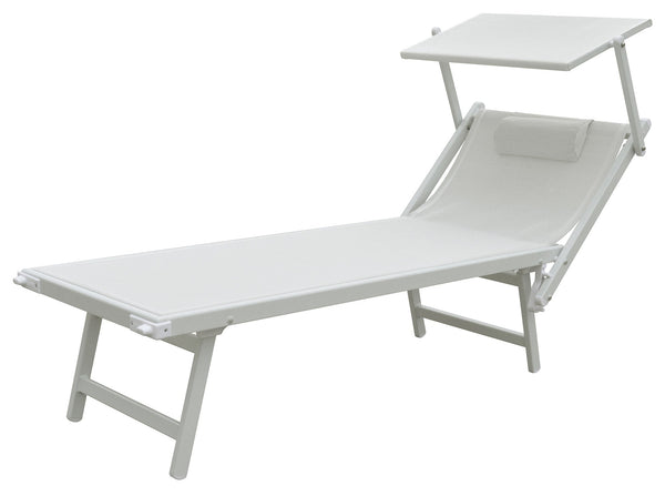 online Garten-Sonnenliege 185 x 61 x 39,5 cm, weißes Aluminium und weißer Textilene-Rahmen