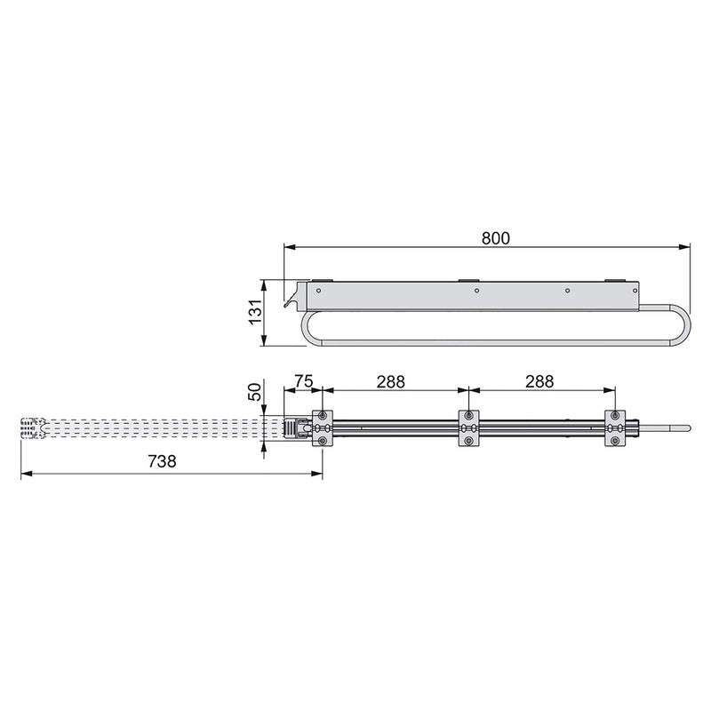 Appendiabiti Estraibile per Armadio 80 cm in Acciaio e Plastica Emuca Grigio Metallizzato